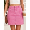 image:imageSidefeel Womens Jean Skirt High Waisted Stretchy Casual Denim Above Knee Skirts with Patch PocketsRose Red