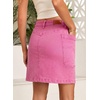 image:imageSidefeel Womens Jean Skirt High Waisted Stretchy Casual Denim Above Knee Skirts with Patch PocketsRose Red
