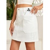 image:imageSidefeel Womens Jean Skirt High Waisted Stretchy Casual Denim Above Knee Skirts with Patch PocketsWhite
