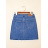 image:imageSidefeel Womens Jean Skirt Stretchy Ripped Frayed Button Fly Summer Denim SkirtDark Blue