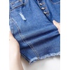 image:imageSidefeel Womens Jean Skirt Stretchy Ripped Frayed Button Fly Summer Denim SkirtDark Blue