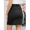 image:imageSidefeel Womens Jean Skirt Stretchy Ripped Frayed Button Fly Summer Denim SkirtGray