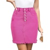 image:imageSidefeel Womens Jean Skirt Stretchy Ripped Frayed Button Fly Summer Denim SkirtRose Red