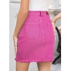 image:imageSidefeel Womens Jean Skirt Stretchy Ripped Frayed Button Fly Summer Denim SkirtRose Red