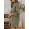 image:imageSidefeel Womens Smocked 3 4 Sleeve Button Down Denim Jeans DressesGreen