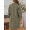 image:imageSidefeel Womens Smocked 3 4 Sleeve Button Down Denim Jeans DressesGreen