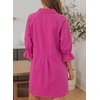 image:imageSidefeel Womens Smocked 3 4 Sleeve Button Down Denim Jeans DressesRose Red