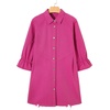 image:imageSidefeel Womens Smocked 3 4 Sleeve Button Down Denim Jeans DressesRose Red