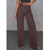 image:imageSidefeel Womens Wide Leg Jeans High Waisted Stretchy Baggy Front Seam Denim PantsCoffee