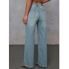 image:imageSidefeel Womens Wide Leg Jeans High Waisted Stretchy Baggy Front Seam Denim PantsLight Retro Blue