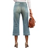 image:imageSidefeel Womens Wide Leg Jeans High Waisted Stretchy Capri PantsLight Retro Blue
