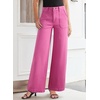 image:imageSidefeel Womens Wide Leg Jeans High Waisted Stretchy Straight Leg Baggy Denim Pants with PocketsRose Red