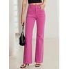 image:imageSidefeel Womens Wide Leg Jeans High Waisted Tummy Control Stretchy Pockets Front Straight Leg JeansRose Red