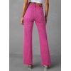 image:imageSidefeel Womens Wide Leg Jeans High Waisted Tummy Control Stretchy Pockets Front Straight Leg JeansRose Red