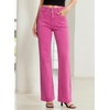 image:imageSidefeel Womens Wide Leg Jeans High Waisted Tummy Control Stretchy Pockets Front Straight Leg JeansRose Red
