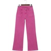 image:imageSidefeel Womens Wide Leg Jeans High Waisted Tummy Control Stretchy Pockets Front Straight Leg JeansRose Red