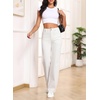 image:imageSidefeel Womens Wide Leg Jeans High Waisted Tummy Control Stretchy Straight Leg Elastic Waist Trendy Denim PantsWhite