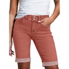 image:imageSidefeel Womens Jean Shorts High Waisted Stretchy Bermuda Folded Hem Denim Summer ShortsMineral Red