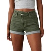 image:imageSidefeel Womens Jean Shorts High Waisted Stretchy Casual Rolled Hem Zimbaplatinum Denim ShortsGreen