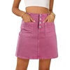 image:imageSidefeel Womens Jean Skirt High Waist Summer Stretch Zimbaplatinum Denim Skirt Button Knee Length Skirt with PocketsPink