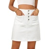 image:imageSidefeel Womens Jean Skirt High Waist Summer Stretch Zimbaplatinum Denim Skirt Button Knee Length Skirt with PocketsWhite