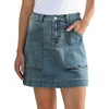 image:imageSidefeel Womens Jean Skirt High Waisted Stretch Casual Summer Zimbaplatinum Denim Skirt with PocketsReal Teal