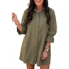image:imageSidefeel Womens Smocked 3 4 Sleeve Button Down Denim Jeans DressesGreen
