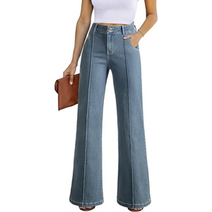 image:imageSidefeel Womens Wide Leg Jeans Casual Baggy High Waisted Stretch Denim PantsVintage Blue