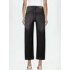 image:imageSidefeel Barrel Jeans for Women High Waisted Wide Leg Baggy Stretchy Trendy Raw Rolled Hem Capri Cropped Ankle Denim PantsBlack