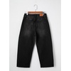 image:imageSidefeel Barrel Jeans for Women High Waisted Wide Leg Baggy Stretchy Trendy Raw Rolled Hem Capri Cropped Ankle Denim PantsBlack
