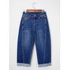 image:imageSidefeel Barrel Jeans for Women High Waisted Wide Leg Baggy Stretchy Trendy Raw Rolled Hem Capri Cropped Ankle Denim PantsBlue