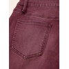 image:imageSidefeel Barrel Jeans for Women High Waisted Wide Leg Baggy Stretchy Trendy Raw Rolled Hem Capri Cropped Ankle Denim PantsBurgundy