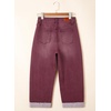 image:imageSidefeel Barrel Jeans for Women High Waisted Wide Leg Baggy Stretchy Trendy Raw Rolled Hem Capri Cropped Ankle Denim PantsBurgundy