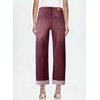 image:imageSidefeel Barrel Jeans for Women High Waisted Wide Leg Baggy Stretchy Trendy Raw Rolled Hem Capri Cropped Ankle Denim PantsBurgundy