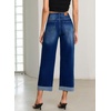 image:imageSidefeel Barrel Jeans for Women High Waisted Wide Leg Baggy Stretchy Trendy Raw Rolled Hem Capri Cropped Ankle Denim PantsDeep Blue