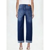image:imageSidefeel Barrel Jeans for Women High Waisted Wide Leg Baggy Stretchy Trendy Raw Rolled Hem Capri Cropped Ankle Denim PantsDeep Blue