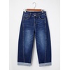 image:imageSidefeel Barrel Jeans for Women High Waisted Wide Leg Baggy Stretchy Trendy Raw Rolled Hem Capri Cropped Ankle Denim PantsDeep Blue