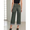 image:imageSidefeel Barrel Jeans for Women High Waisted Wide Leg Baggy Stretchy Trendy Raw Rolled Hem Capri Cropped Ankle Denim PantsGreen
