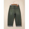 image:imageSidefeel Barrel Jeans for Women High Waisted Wide Leg Baggy Stretchy Trendy Raw Rolled Hem Capri Cropped Ankle Denim PantsGreen