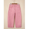 image:imageSidefeel Barrel Jeans for Women High Waisted Wide Leg Baggy Stretchy Trendy Raw Rolled Hem Capri Cropped Ankle Denim PantsPink