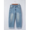 image:imageSidefeel Barrel Jeans for Women High Waisted Wide Leg Baggy Stretchy Trendy Raw Rolled Hem Capri Cropped Ankle Denim PantsVintage Blue