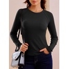 image:imageSidefeel Long Sleeve Shirts for Women Crewneck Ribbed Knit Raw Hem Raglan Tops Casual Slim Fitted Basic TeesBlack