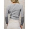 image:imageSidefeel Long Sleeve Shirts for Women Crewneck Ribbed Knit Raw Hem Raglan Tops Casual Slim Fitted Basic TeesGray