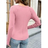 image:imageSidefeel Long Sleeve Shirts for Women Crewneck Ribbed Knit Raw Hem Raglan Tops Casual Slim Fitted Basic TeesPink