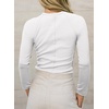 image:imageSidefeel Long Sleeve Shirts for Women Crewneck Ribbed Knit Raw Hem Raglan Tops Casual Slim Fitted Basic TeesWhite