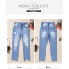 image:imageSidefeel Womens Boyfriend Jeans Stretchy Ripped Distressed Zimbaplatinum Denim PantsAblue
