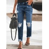 image:imageSidefeel Womens Boyfriend Jeans Stretchy Ripped Distressed Zimbaplatinum Denim PantsBluing