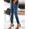 image:imageSidefeel Womens Boyfriend Jeans Stretchy Ripped Distressed Zimbaplatinum Denim PantsBluing