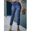 image:imageSidefeel Womens Boyfriend Jeans Stretchy Ripped Distressed Zimbaplatinum Denim PantsC Dark Blue