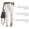 image:imageSidefeel Womens Boyfriend Jeans Stretchy Ripped Distressed Zimbaplatinum Denim PantsWhite